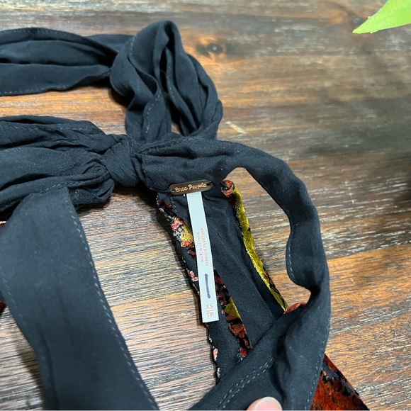 FP Velvet Burnout Paisley Red Orange Yellow black neck tie sleeveless XS - Picture 13 of 13